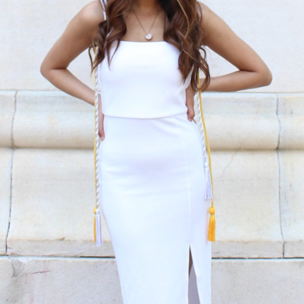 Forever 21 White Ribbed Midi Dress w/ Slit